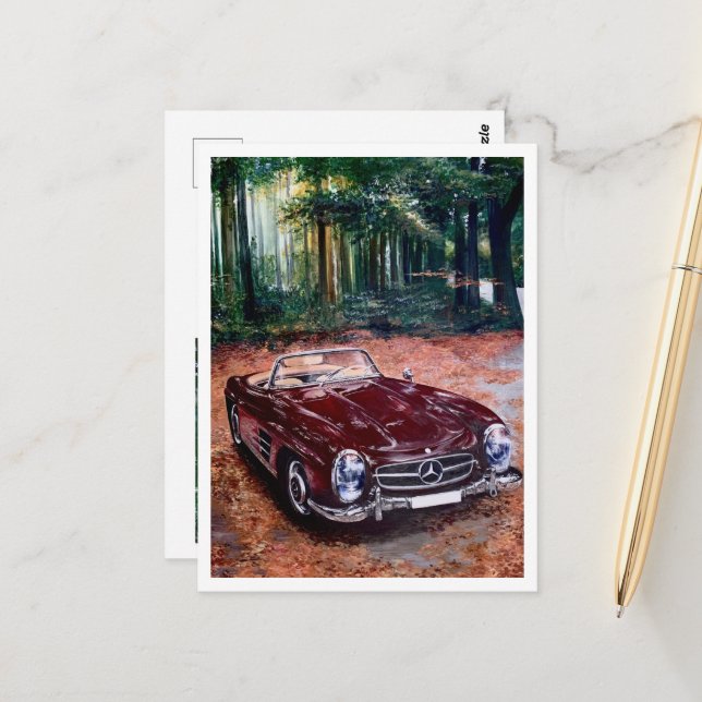 Stilvolle Vintage Retro-Autokarte Postkarte (Vorderseite/Rückseite Beispiel)