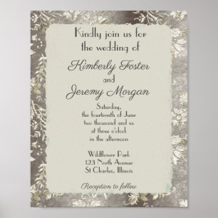 Stilvolle Vintage-Zinn-Hochzeitseinladung Poster