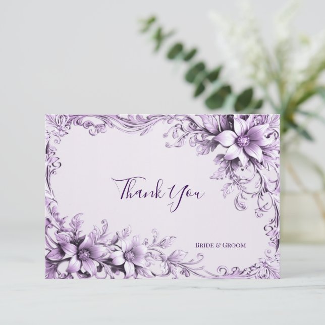 Stilvolle violette Blumen Danke, dass ihr Karte ha (Stehend Vorderseite)