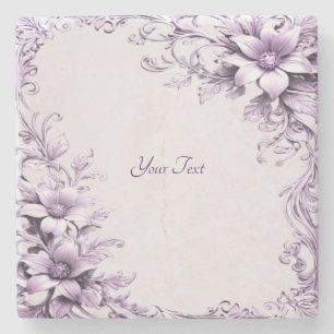 Stilvolle violette Blumen Stone Untersetzer