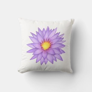 Stilvolle violette Wasserlilienblume auf Weiß Kissen