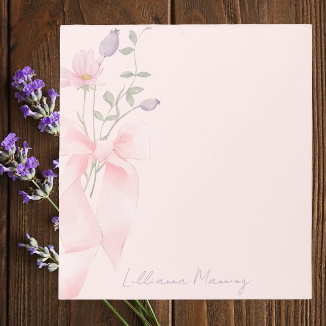 Stilvolle Wasserfarben Floral Trendy Elegante Rosa Notizblock (Von Creator hochgeladen)