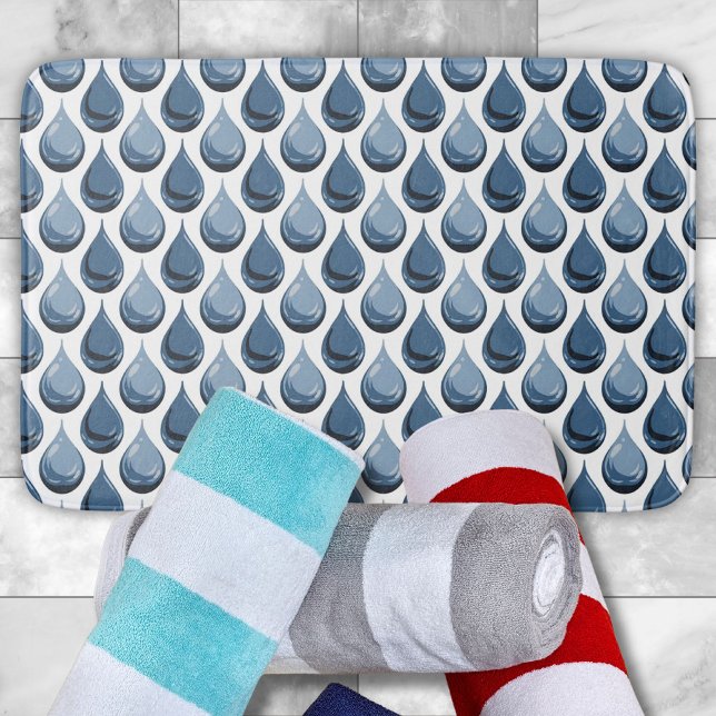 Stilvolle Wassertropfen weiß und blau Badematte (Von Creator hochgeladen)