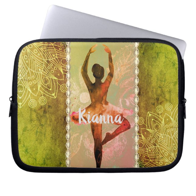 Stilvolle Watercolor Ballerina Personalisiert Laptopschutzhülle (Vorderseite)