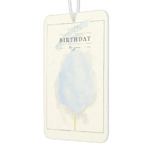 Stilvolle Watercolor Blue Cotton Candy Birthday Autolufterfrischer