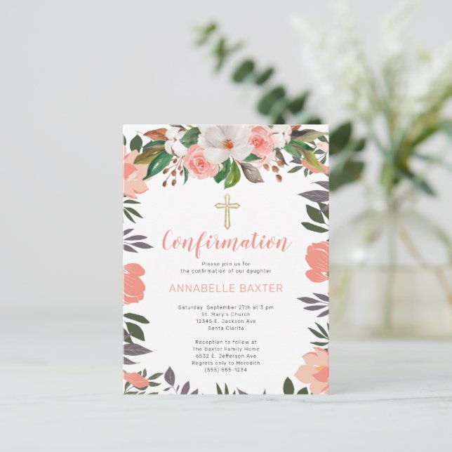 Stilvolle Watercolor-Floral-Bestätigung Einladung Postkarte (Stehend Vorderseite)