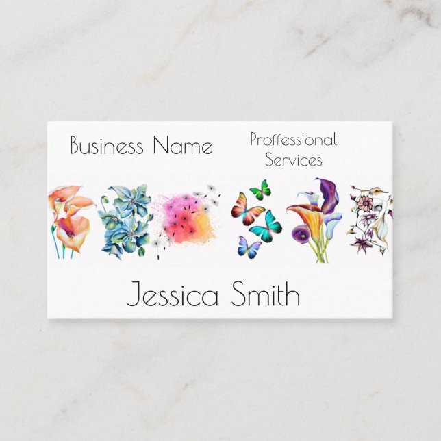 Stilvolle Watercolor Floral Consult Services Terminkarte (Vorderseite)