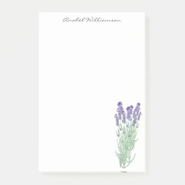 Stilvolle Watercolor Lavendel Botanical Personalis Post-it Klebezettel (Vorderseite)