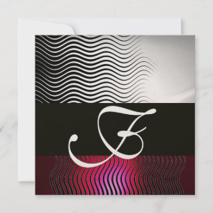 STILVOLLE WAVEN MONOGRAMM, Silber Rot Rubin Burgun Einladung