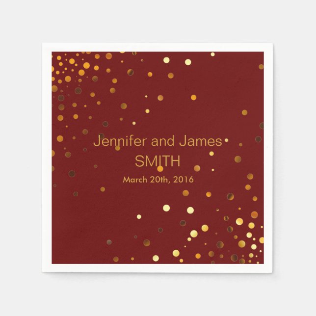 Stilvolle Wedding Table mini Konfetti Gold Brown Serviette (Vorderseite)