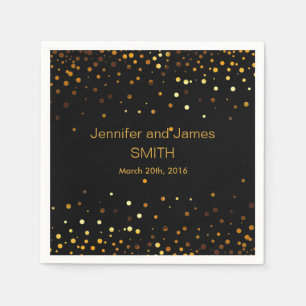Stilvolle Wedding Table Mini Konfetti Gold Schwarz Serviette