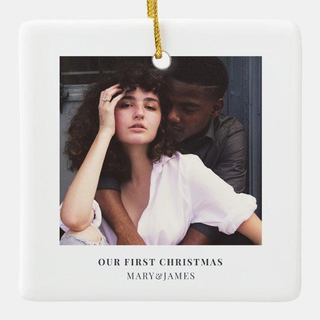 Stilvolle Weihnachten | Minimal Elegant Couple Fot Keramikornament (Von Creator hochgeladen)