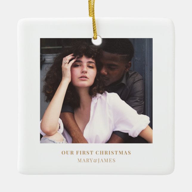 Stilvolle Weihnachten | Minimal Elegant Couple Fot Keramikornament (Vorderseite)