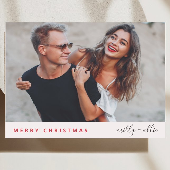 Stilvolle Weihnachten | Modernes, trendy Couple Fo (A simple Christmas photo card with modern typography and timeless minimalist charm)