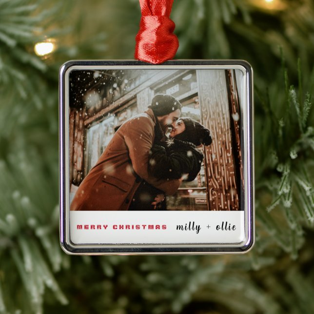 Stilvolle Weihnachten | Modernes, trendy Couple Fo Ornament Aus Metall (Baum)