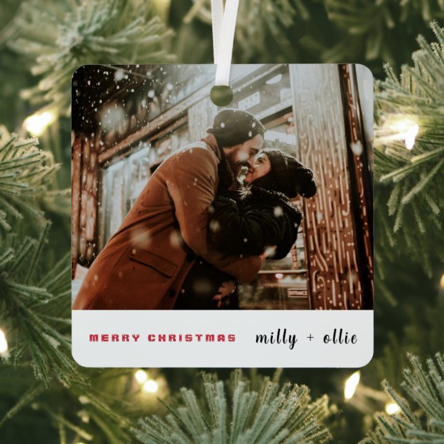 Stilvolle Weihnachten | Modernes, trendy Couple Fo Ornament Aus Metall (InSitu)