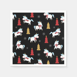 Stilvolle Weihnachten Unicorns Winter Schneeflocke Serviette