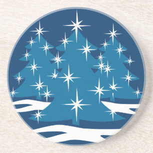 Stilvolle Weihnachts-Untersetzer Blue Christmas Tr Sandstein Untersetzer