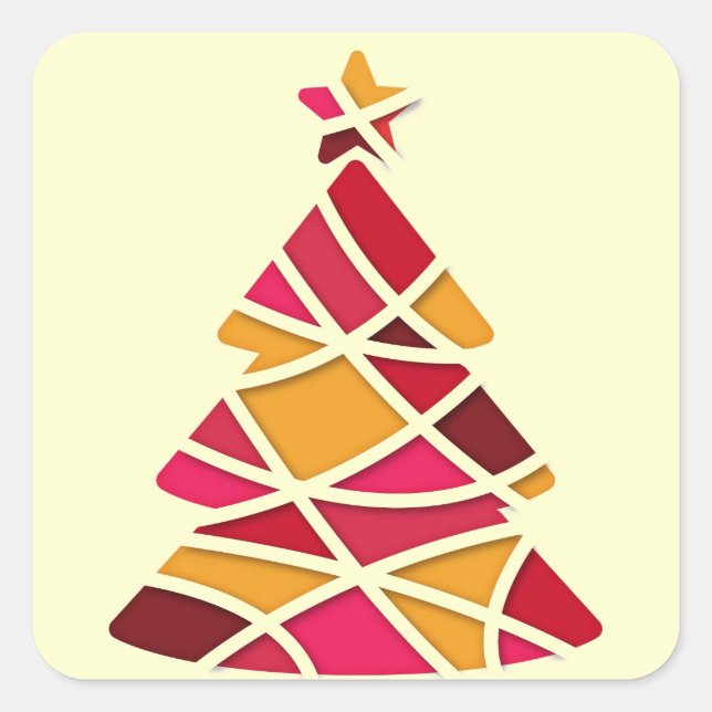 Stilvolle Weihnachtsbaum der modernen Kunst Quadratischer Aufkleber (Vorderseite)