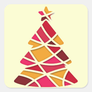 Stilvolle Weihnachtsbaum der modernen Kunst Quadratischer Aufkleber