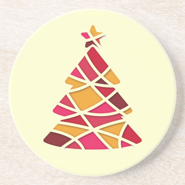 Stilvolle Weihnachtsbaum der modernen Kunst Sandstein Untersetzer (Vorne)