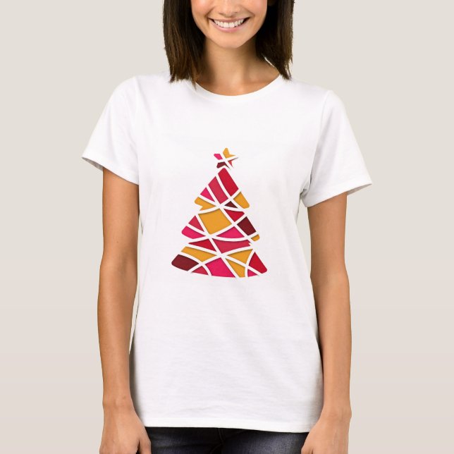 Stilvolle Weihnachtsbaum der modernen Kunst T-Shirt (Vorderseite)