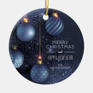 Stilvolle Weihnachtsbaum-Ornamente in Blau und Fro Keramik Ornament
