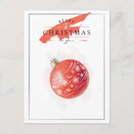 Stilvolle Weihnachtsbaum Roter Ball in Watercolor Postkarte