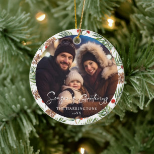 Stilvolle Weihnachtsfamilien Foto Ornament