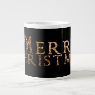 Stilvolle Weihnachtsgrüße Gold Glitzer Look Jumbo-Tasse