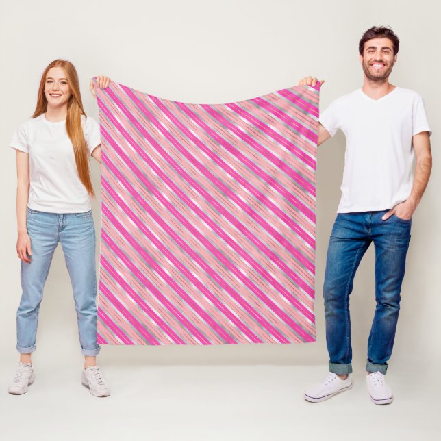 Stilvolle Weihnachtsstreifen in Rosa, Gold und Sil Fleecedecke (Beispiel)