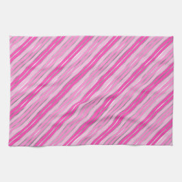 Stilvolle Weihnachtsstreifen in Rosa und Silber Fo Geschirrtuch