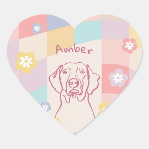 Stilvolle Weimaraner Einfache farbige Hündin Herz-Aufkleber