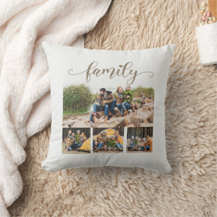 Stilvolle weiße benutzerdefinierte 4-Familien-Foto Kissen