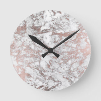 Stilvolle, weiße Imitat Rose Gold eleganter Marmor Runde Wanduhr