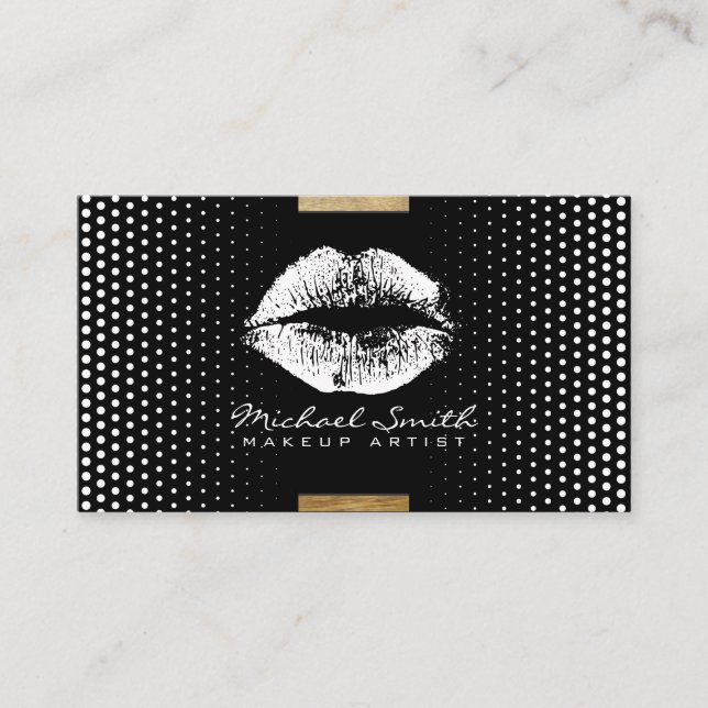 Stilvolle weiße Lippen Makeup Artist Moderne Punkt Visitenkarte (Vorderseite)