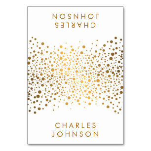 Stilvolle weiße und goldene Confetti Dots   PLATZK Tischnummer