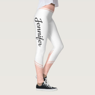 Stilvolle weiße und rosa, blumenweiße Streifen und Leggings