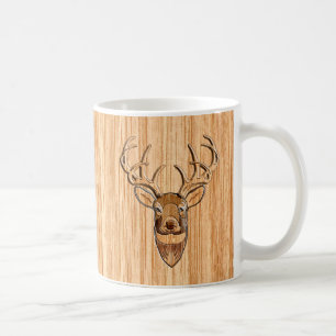 Stilvolle Weißer Schwanz Hirschkopf Holzkörner d Kaffeetasse