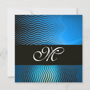 STILVOLLE WELLEN-MONOGRAMM, blauer Saphir Einladung