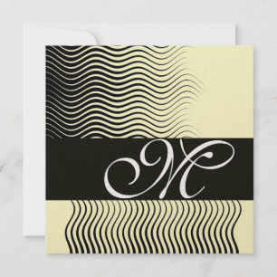 STILVOLLE WELLEN-MONOGRAMM, schwarz weiß, gold met Einladung