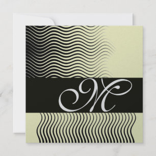 STILVOLLE WELLEN-MONOGRAMM, schwarz weiß, silber m Einladung