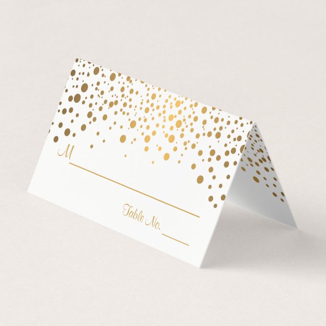 Stilvolle White and Gold Confetti | PLATZKARTEN Visitenkarten (Vorderseite)