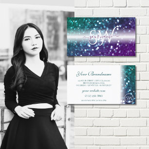 Stilvolle White Aquamarin Lila Sparkle Glitzer Ini Visitenkarte
