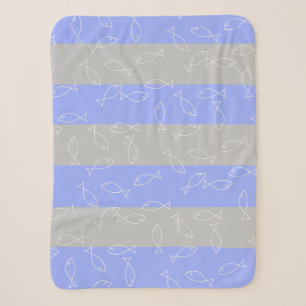 Stilvolle White Fish Pattern Sea Theme Throw Blank Sherpadecke