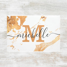 Stilvolle White Gold Marmorstone Chic Monogram Fußmatte