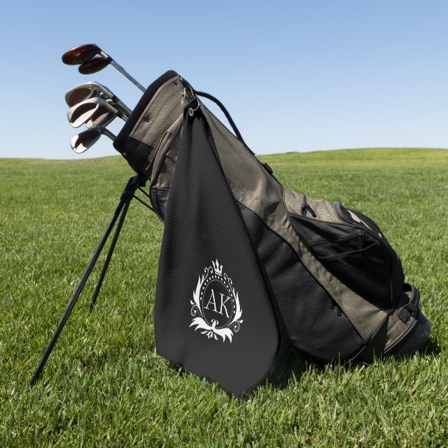 Stilvolle White Luxury Rahmen und Krone Golfhandtuch (Gras)