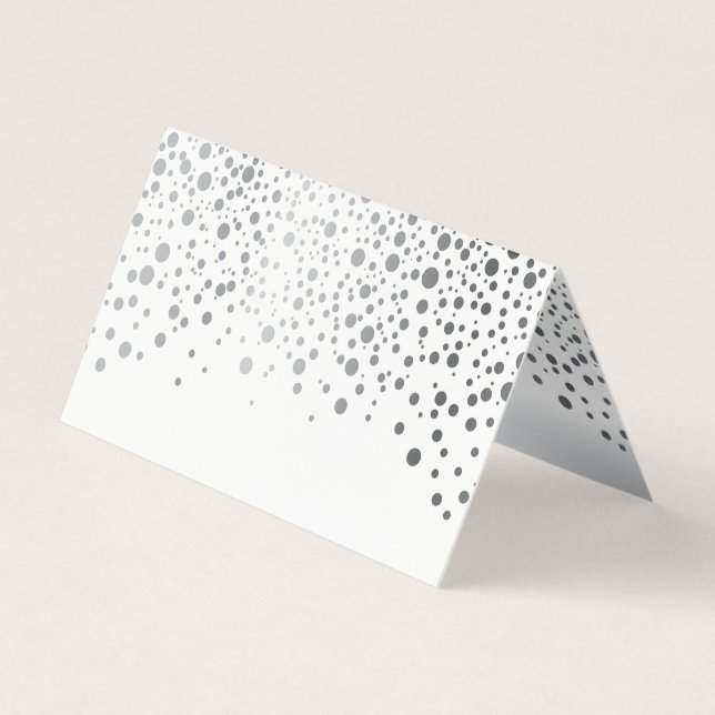 Stilvolle White und Silver Confetti | Platzkarten Visitenkarten (Vorderseite)