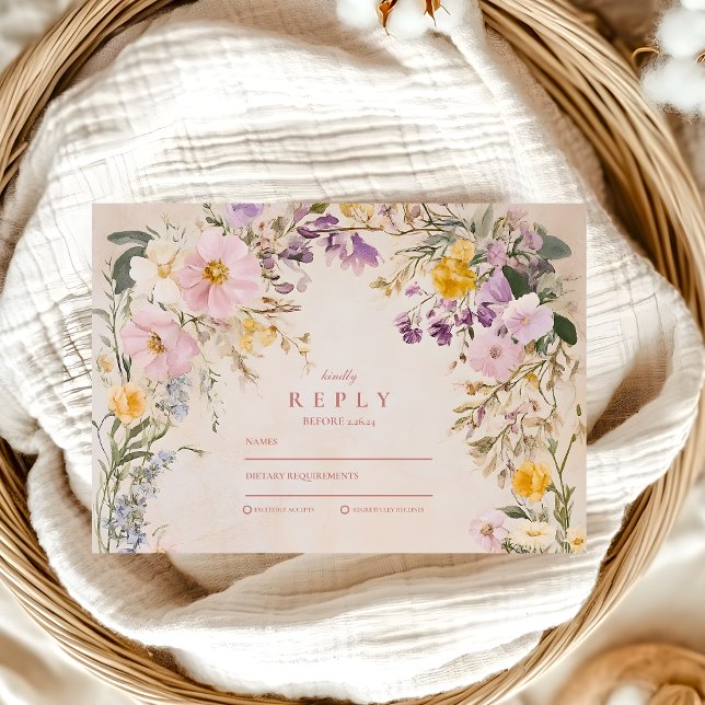 Stilvolle Wildblume Meadow Garden Abschluss RSVP Karte (Von Creator hochgeladen)
