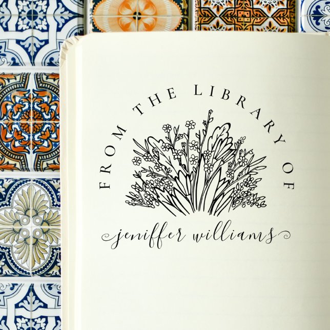 Stilvolle Wildblumen Benutzerdefinierte Bibliothek Gummistempel (Von Creator hochgeladen)